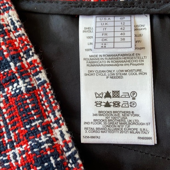 NWOT Brooks Brothers Red Tweed Plaid Blazer